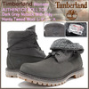 Timberland Womens AUTHENTICS ROLL TOP Dark Grey Nubuck With Grey Harris Tweed Wool A116I画像