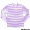 PLAY COMME des GARCONS SMALL RED HEART ボーダー 長袖Tシャツ PURPLE画像