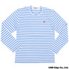 PLAY COMME des GARCONS SMALL RED HEART ボーダー 長袖Tシャツ SAX画像