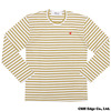 PLAY COMME des GARCONS SMALL RED HEART ボーダー 長袖Tシャツ BEIGE画像