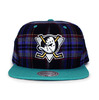 Mitchell & Ness ANAHEIM DUCKS 2T PLAID SNAPBACK GREYxTEAL LVMNAMD016画像