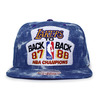 Mitchell & Ness LOS ANGELES LAKERS COMMEMORATIVE NBA FINALS PATCH CHAMPS 1987-88 BACK TO BACK ACID WASH SNAPBACK DENIM LVMNLAL156画像
