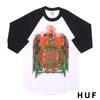 HUF VULTURE RAGLAN TEE WHITExBLACK画像