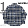 Workers Wide Spread Shirt, Indigo Flannel画像
