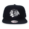 Mitchell & Ness CHICAGO BLACKHAWKS BASIC SOLID LOGO SNAPBACK BLACKxWHITE LVMNCBH065画像