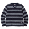 CLUCT V-NECK BORDER STRIPE KNIT SEW (NAVY) 02198画像