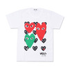 PLAY COMME des GARCONS HOLIDAY emoji MULTI HEART TEE WHITE画像