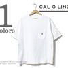 CAL O LINE ワンポイント刺繍入りポケット 革紐 Tシャツ CL171-085画像