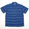 BURGUS PLUS S/S Open Collar Shirts Linen/Cotton Indigo Border BP17503-1画像