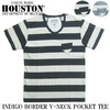 HOUSTON INDIGO BORDER V-NECK TEE 21336画像