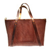CHARLIE BORROW OAK BARK TANNED LEATHER &times; HAND STITCH WHOLE CUT TOTE/MADE IN ENGLAND/dark stain CB015画像