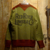 FREEWHEELERS COLORED TRIMMED SWEAT SHIRT “RED RIVER LUMBER Co.” 1734003画像