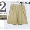 AURALEE WASHED FINX LIGHT CHINO WIDE SHORTS A8SP02CN画像
