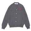 PLAY COMME des GARCONS 2HEART WOOL CARDIGAN GRAYxRED画像