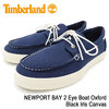 Timberland NEWPORT BAY 2 Eye Boat Oxford Black Iris Canvas A1Q86画像