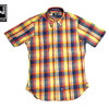 IKE BEHAR #MF1301SB S/S B.D. MADRAS SHIRTS orange x yellow画像