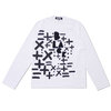 BLACK COMME des GARCONS FLOCK PRINT LOGO L/S TEE WHITE画像