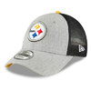 NEW ERA PITTSBURGH STEELERS HEATHERED TURN TRUCKER MESH CAP H.GREYxBLACK FF3066585画像