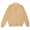 PLAY COMME des GARCONS MENS WHITE HEART WOOL CARDIGAN BEIGExWHITE画像