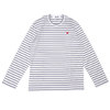 PLAY COMME des GARCONS MENS BORDER SMALL RED HEART LS TEE WHITExGRAY画像