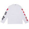 PLAY COMME des GARCONS MENS SLEEVE 6HEART LS TEE WHITE画像