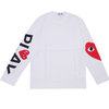 PLAY COMME des GARCONS MENS SLEEVE 2HEART LS TEE WHITE画像