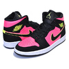 NIKE WMNS AIR JORDAN 1 MID BLACK/VOLT-HOT PUNCH-WHITE BQ6472-006画像