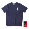 CHROME FELT SUPER HEAVY WEIGHT RIB SHORT TEE NAVY/WHITE JP086NVWH画像