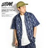 LEFLAH TIGER PATTERN DENIM NO COLLAR S/S SHIRT -NAVY-画像