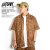 LEFLAH TIGER PATTERN DENIM NO COLLAR S/S SHIRT -BROWN-画像