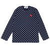 PLAY COMME des GARCONS MENS DOT RED HEART L/S TEE NAVY画像