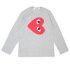 PLAY COMME des GARCONS MENS VERTICAL RED HEART L/S TEE GRAY画像