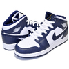 NIKE AIR JORDAN 1 MID(GS) white/metallic gold-obsidian 554725-174画像