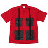 AWESOME BOY × Ichiryu made REMAKE LEATHER POCKET S/S WORK SHIRT RED画像