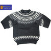 Guernsey Woollens NORDIC PATTERN CREW NECK SWEATER charcoal画像