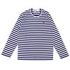 PLAY COMME des GARCONS MENS BORDER SMALL RED HEART L/S TEE WHITExNAVY画像