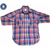 POST OVERALLS 3201 1102 LINEN PLAID SHIRTS red画像