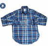 POST OVERALLS 3201 1102 LINEN PLAID SHIRTS blue画像