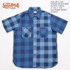 SUGAR CANE INDIGO DUNGAREE BLOCK CHECK (C 55%/L 45%) S/S WORK SHIRT SC38434画像