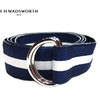 FH Wadsworth ribbon belt navy x white画像