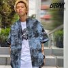 LEFLAH TIE-DYE NOCOLLAR SHORT SHIRT -BLUE-画像