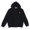 PLAY COMME des GARCONS MENS Double Red Heart Zip Hooded Sweatshirt BLACK画像