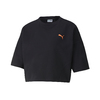 PUMA EVIDE FORM STRIPE CROP TEE PUMA BLACK-FIZZY ORANGE 597397-51画像