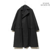 STUDIO NICHOLSON DELUM DOUBLE LAPEL MAC COAT GRAPHITE BLUE画像