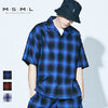 MSML/MUSIC SAVED MY LIFE OMBRER CHECK OPEN COLLAR SHORT SLEEVE SHIRT M11-02A1-SS03画像