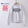 Champion THE MET(The Metropolitan Museum of Art)OFFICIAL PRINT LOGO Reverse Weave CREW NECK SWEAT Silver Gray画像