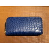 KC,s Wallet Round Zip Crocodile Indigo Dye画像