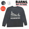 BARNS 長袖 クルーネック プリント Tシャツ ヴィンテージライク BR-21408画像