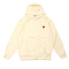 PLAY COMME des GARCONS MENS JERSEY RED HEART ZIP HOODIE IVORY画像