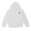 PLAY COMME des GARCONS MENS Double Red Heart Zip Hooded Sweatshirt WHITE画像